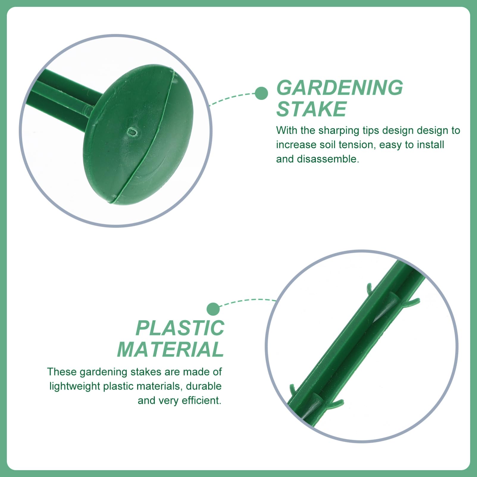 Piquets de Jardin en Plastique 100 Pièces, Verts, pour Extérieur