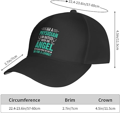 Miniatura 4 de Gorra de béisbol con texto en inglés "I Am A Physician I Do Battles with The Angel" para hombres y mujeres, ajustable, gorra de camionero casual