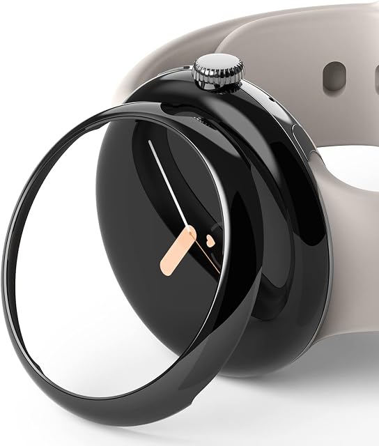 Ringke Bezel Styling Compatible with Google Pixel Watch 41mm [Stainless Steel], Bezel Frame Ring Adhesive Cover Anti Scratch Protector for Pixel Watch - Black [40-02]