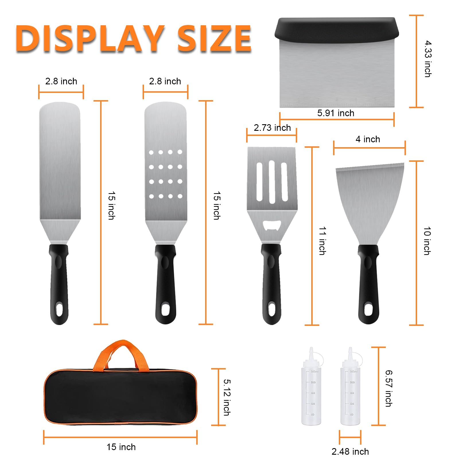 Flat Top Spatula CHEFSPOT 36 Piece Stainless Steel Griddle