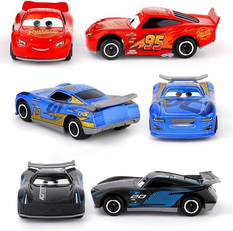Image of Play Boy Set of 6 Mini Metal Car Model Diecast Metal Alloy Pullback Toy Vehicle with Openable Doors Light and Music Car for Kids (Multicolor)