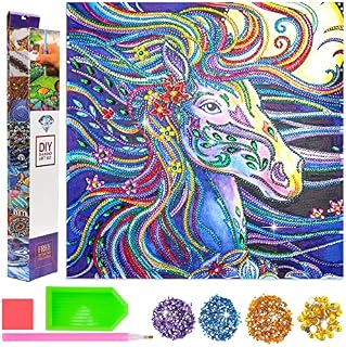 Horse Diamond Craft Sets Gifts for 6-11 Years Old Girls: Arts and Crafts Toy for Kids Girl Age 10 11 12 - Diamond Paint by Numbers Art Kit for Kid Beginners - 5d Crystal Diamond Drawing Kit for Gift