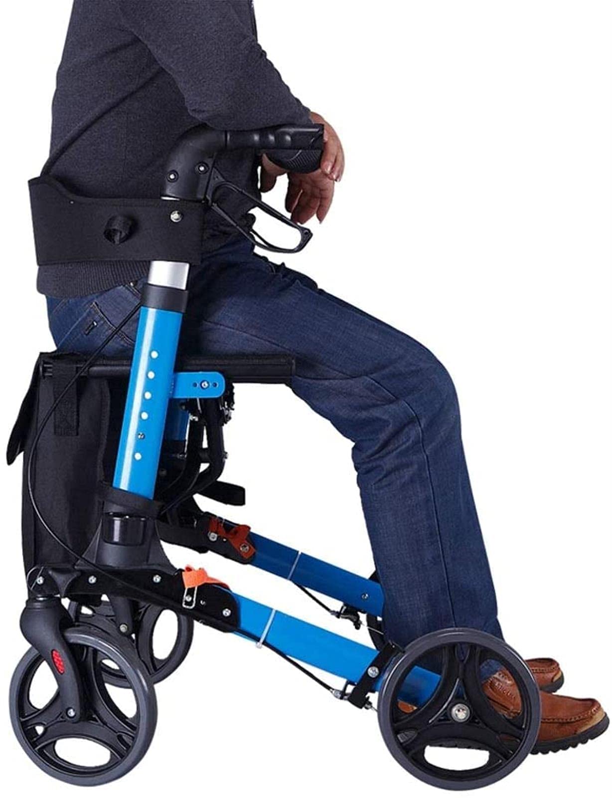 Rollator Walker Walker Standard Walker Rollator Chodzik na kółkach z siedziskiem, chodzik wielofunkcyjny, chodzik dla osób starszych, niepełnosprawnych, pacjentów rannych (niebieski) Tęsknimy za