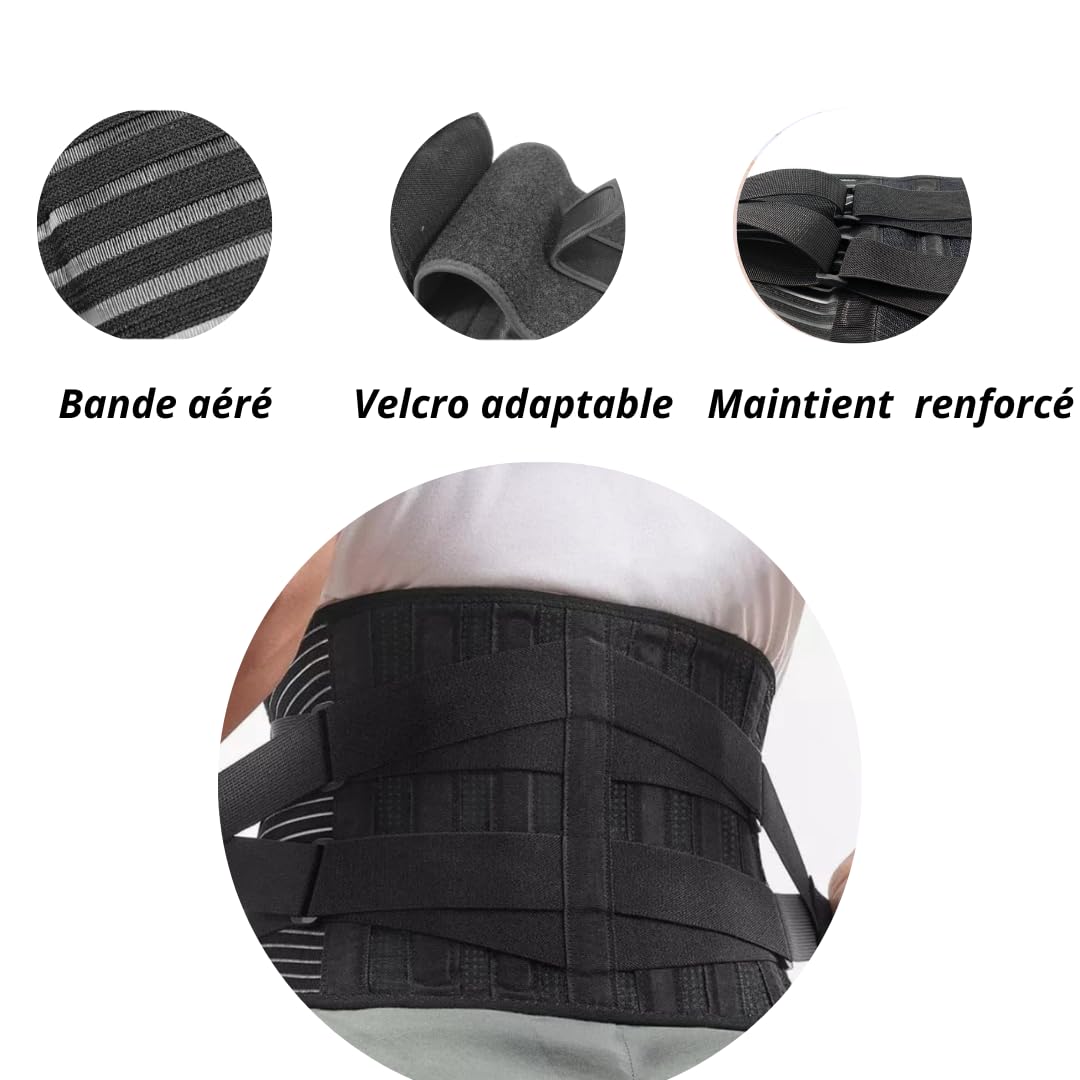 Ceinture Lombaire de Soutien Réglable – Soulagement du Dos et Douleurs Lombaires – Homme/Femme – Tailles M, L, XL, XXL – Maintien des Vertèbres pour Travail, Sport, et Posture