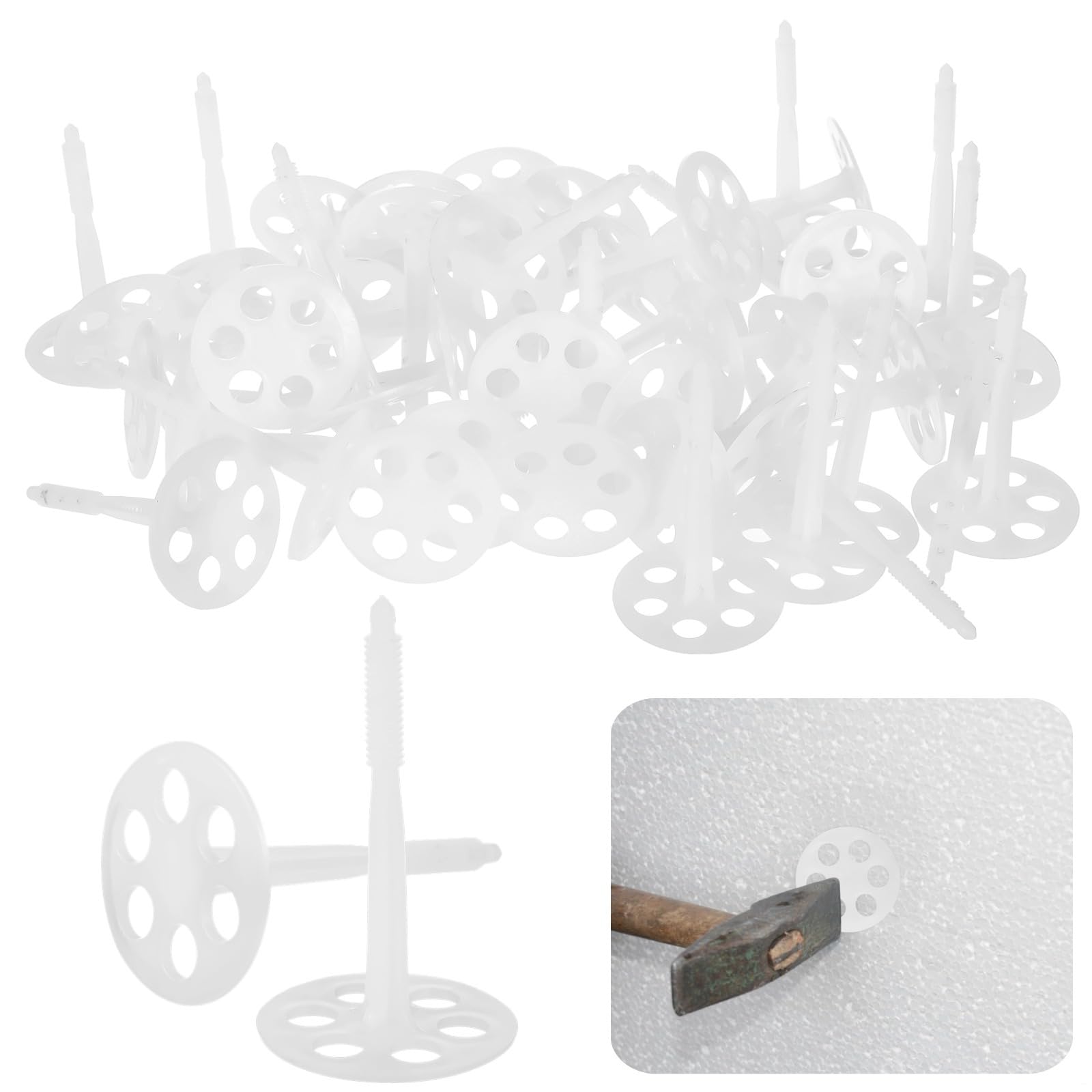 Chevilles d'isolation pour supprimer les ponts thermiques : 100 fixations plastique 6,1 x 10,4 cm