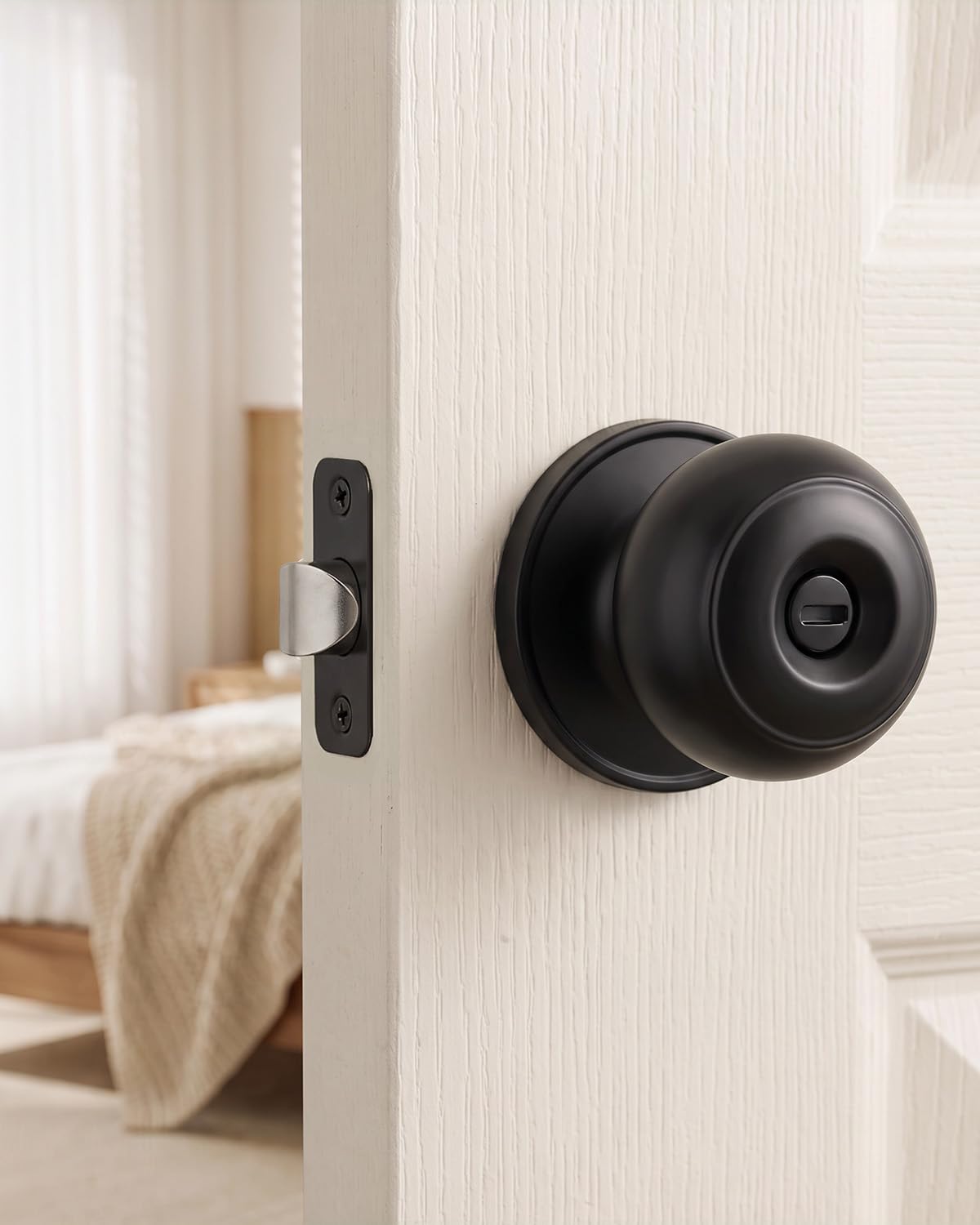 Haidms 6 Pack Matte Black Door Knobs Interior Privacy, Black Interior Door Knobs for Bedroom or Bathroom Classic Round Doorknobs Hardware — Amazon image 3