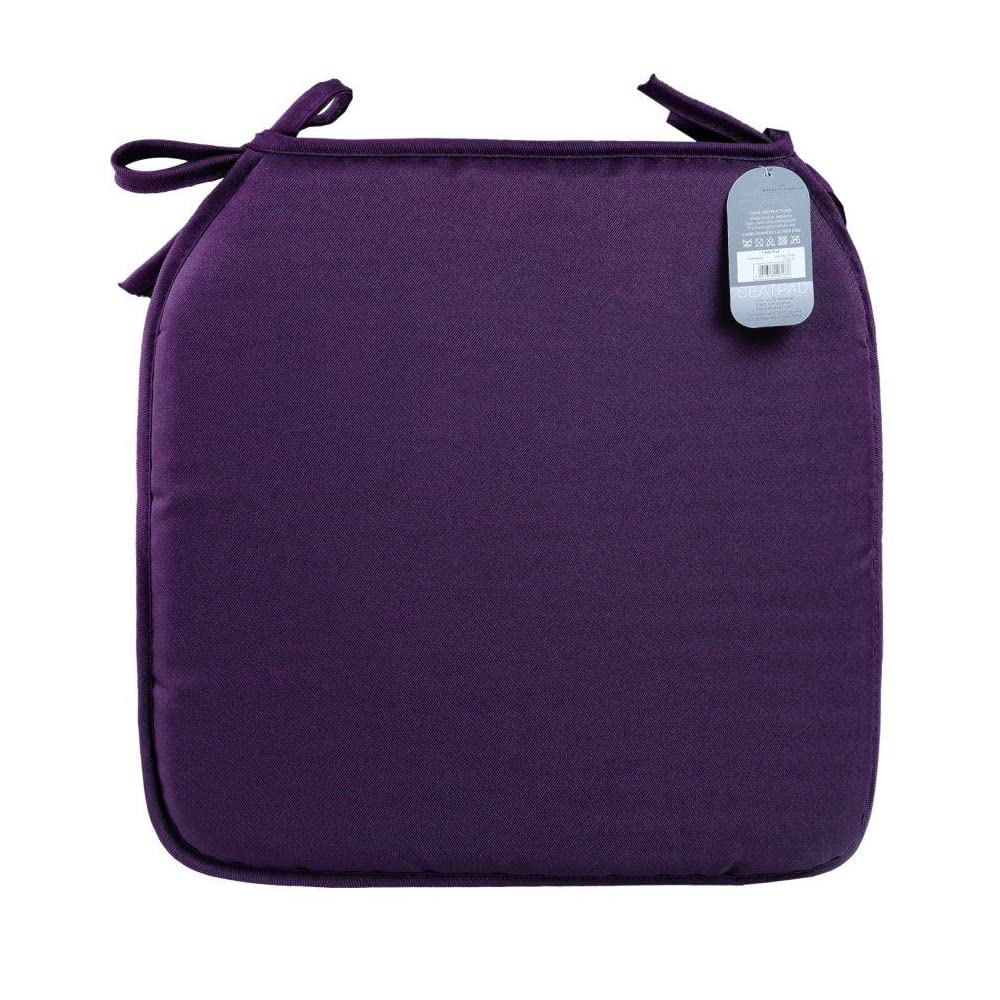 Slumber Nights Seat Pads with Tie On For Dining Garden Room Kitchen Chairs Cushions (Aubergine, Pack Of 2)