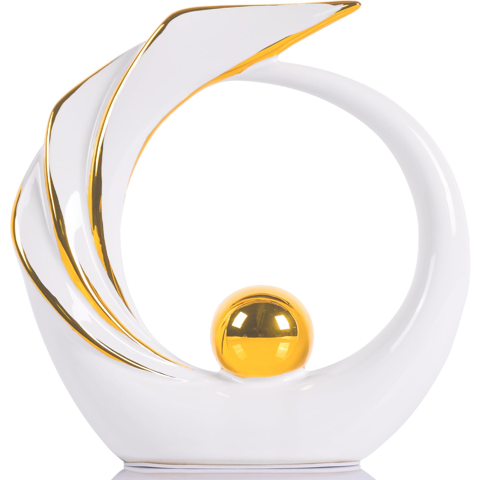 White and Gold Decor, White Decor, Gold Home Decor Accent, Home Decor Modern Abstract Art Ceramic Statue, White and Gold Decor, Table Decorations for Dining Room Living Room Office Centerpiece