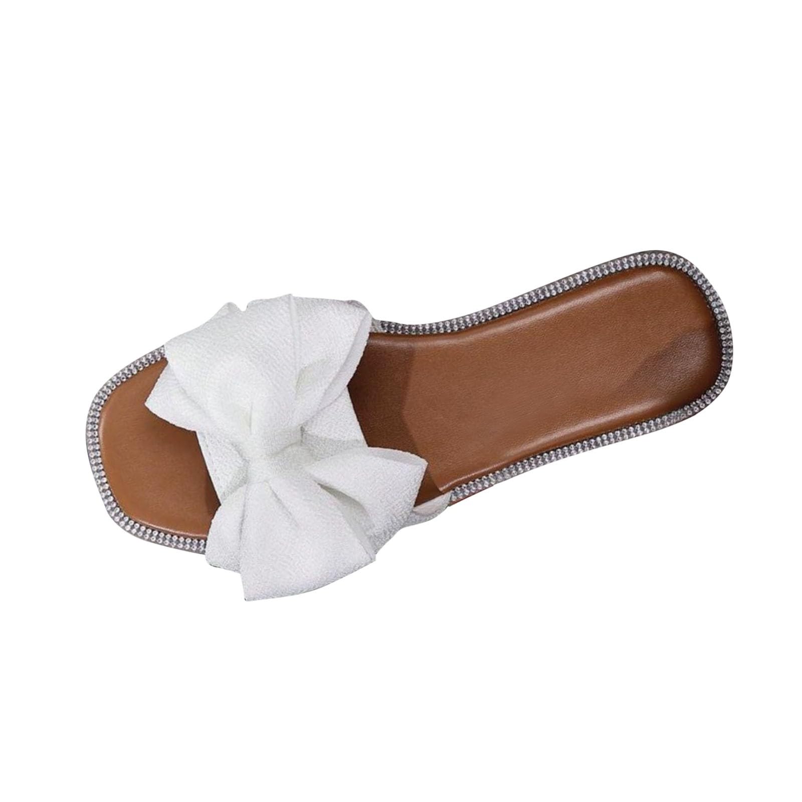Women's Slippers Sliders, Ladies Summer Slides Bow Open Toe Flat Sandals Anti Slip Slippers Shower Beach Pool Slider Comfortable Flip Flops Comfort Breathable Footwear