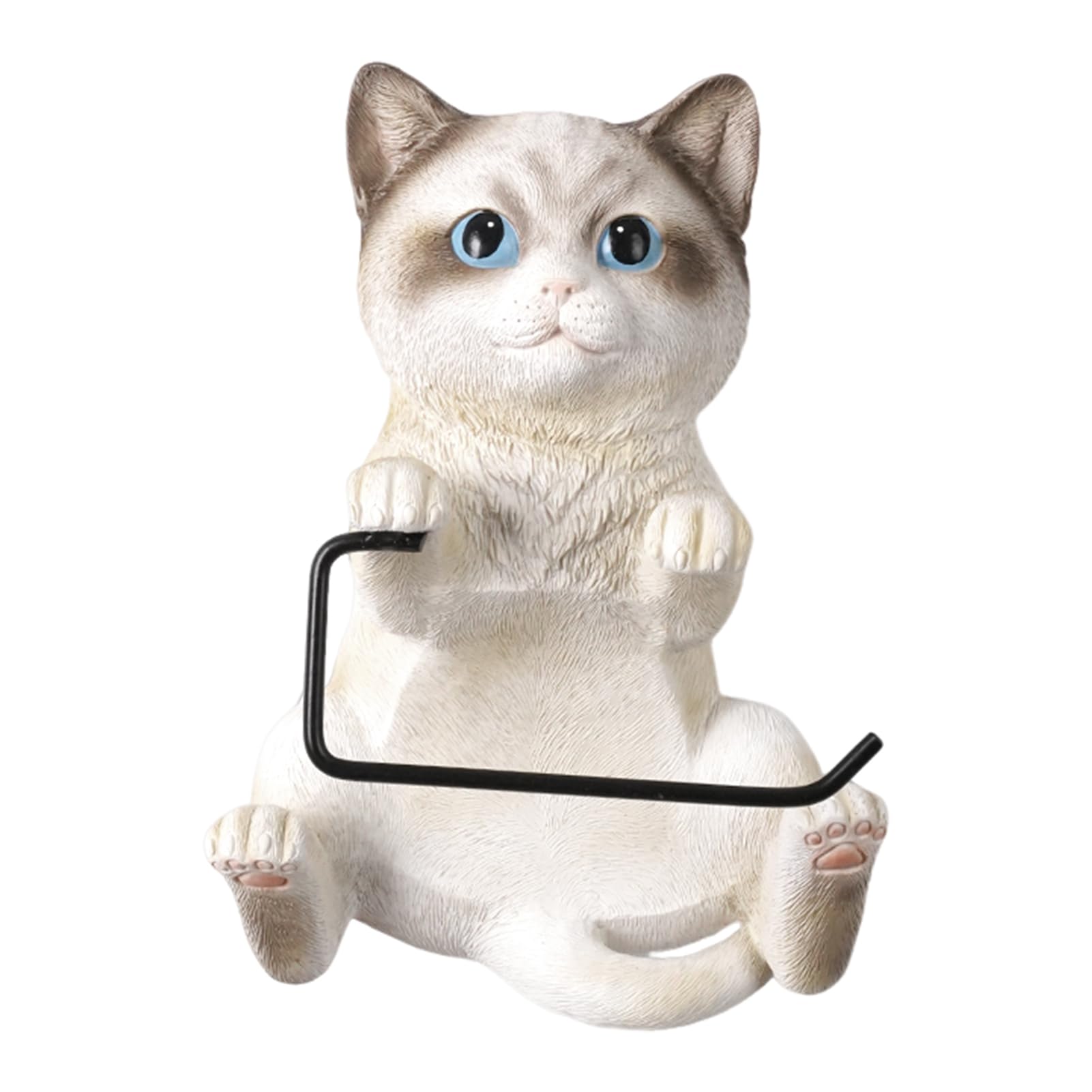 Glifora Wall-Mounted Toilet Paper Holder and Tissue Roll Dispenser - Realistic 3D Cat Shape, Bathroom and Kitchen Tissue Dispenser Rack