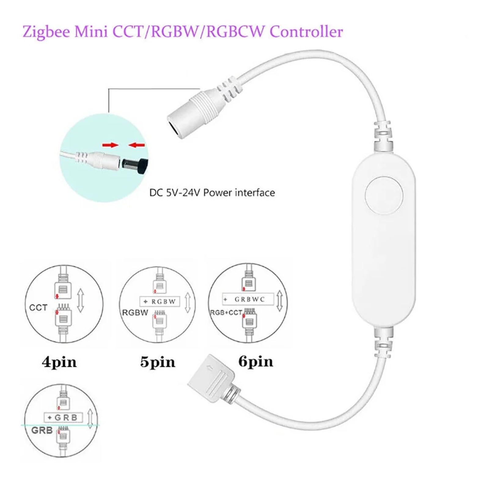 Zigbee Tuya DC5V -24V 5050 RGB/RGBW/RGBCCT/CCT/ściemniacz inteligentny kontroler taśmy świetlnej LED APP/sterowanie głosem