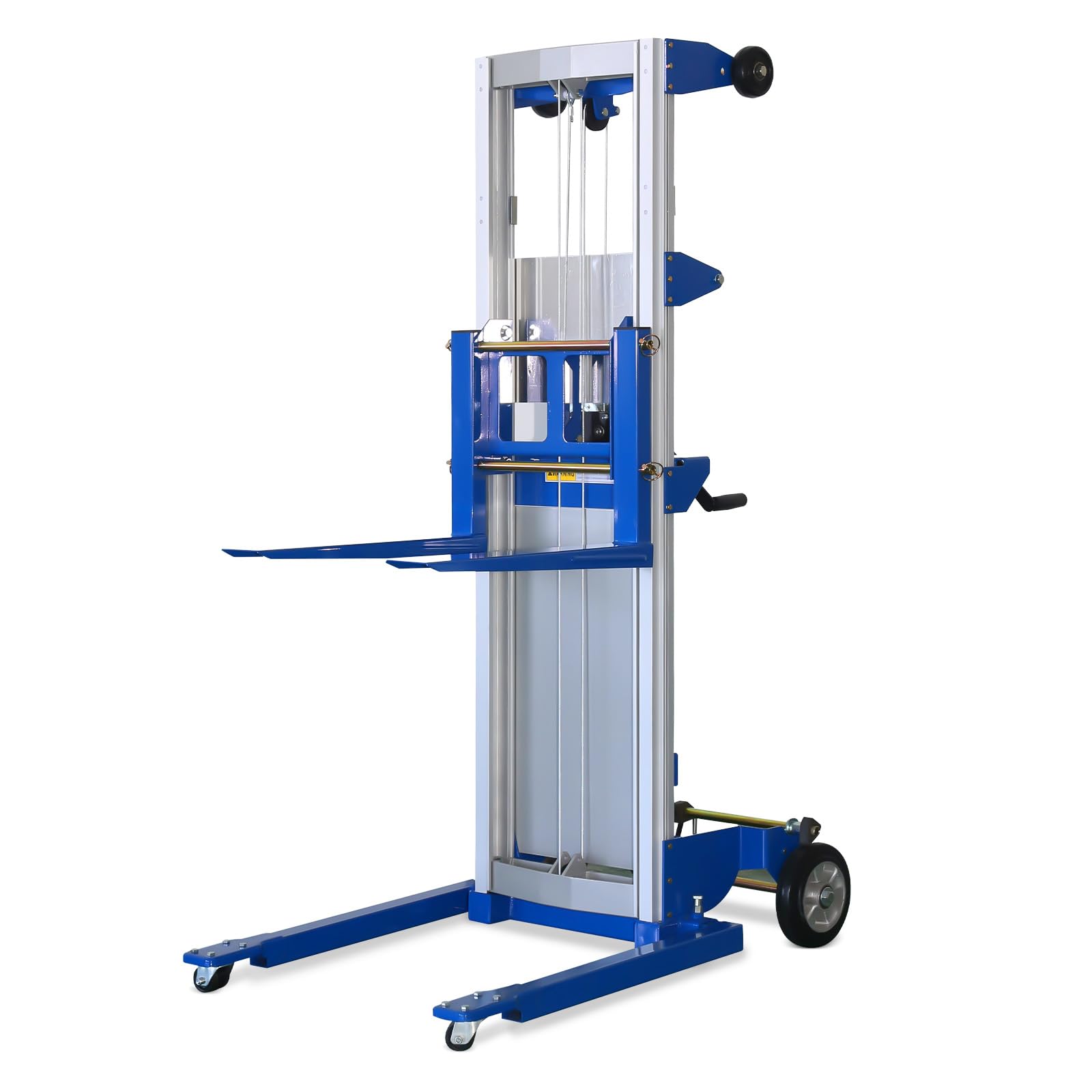 ELOMBR 122" 400lbs Material Lift Winch Stacker with Upgrade Winch, Hand Winch Lift Truck with Adjustable Straddle Leg, Manual Material Lifter Pallet