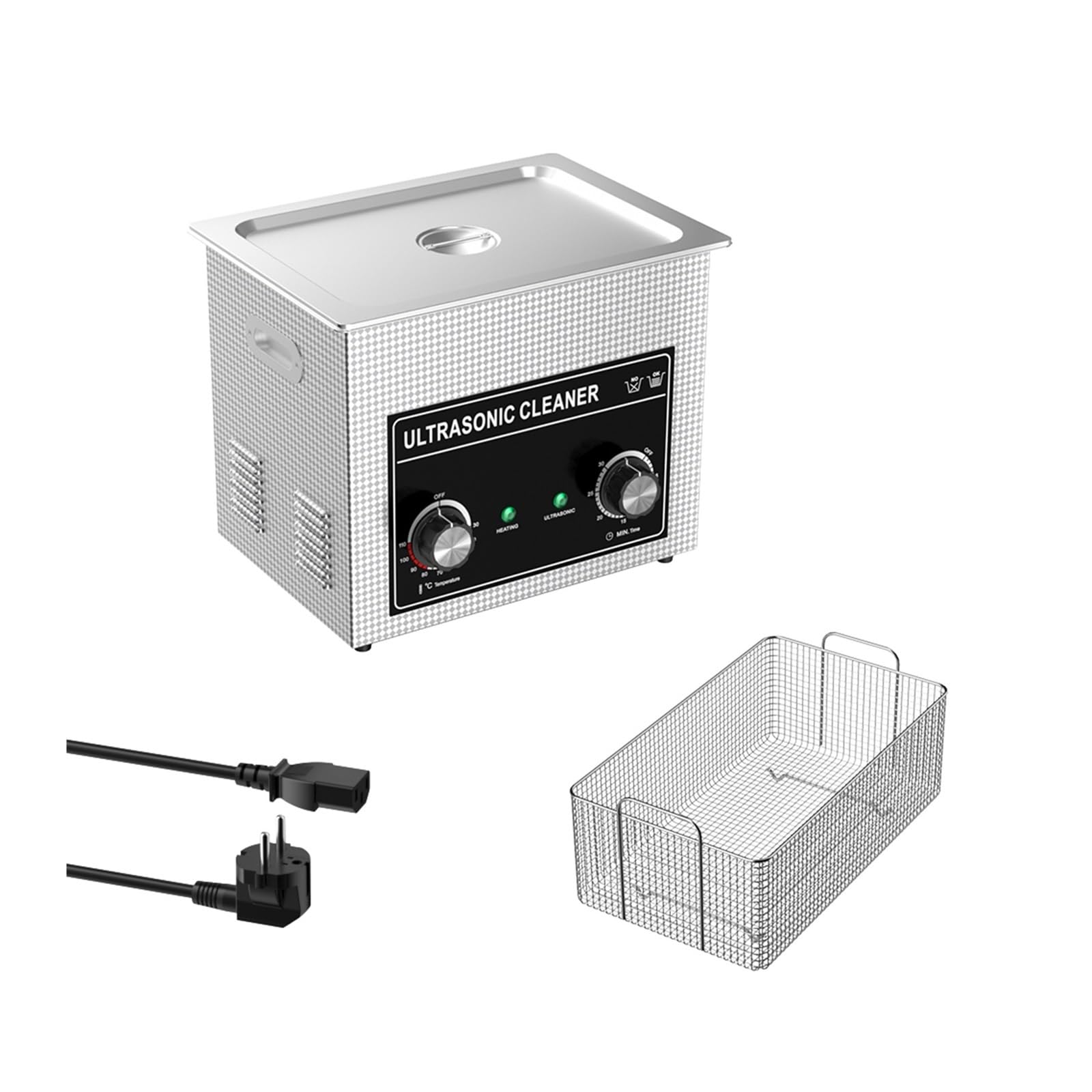 Ultraschallreiniger 2L 3,2L 4,5L 6,5L 10L 15L 22L 30L Mechanisches Ultraschallbad Mit Heizungs-Timer Edelstahlkorb(2L)