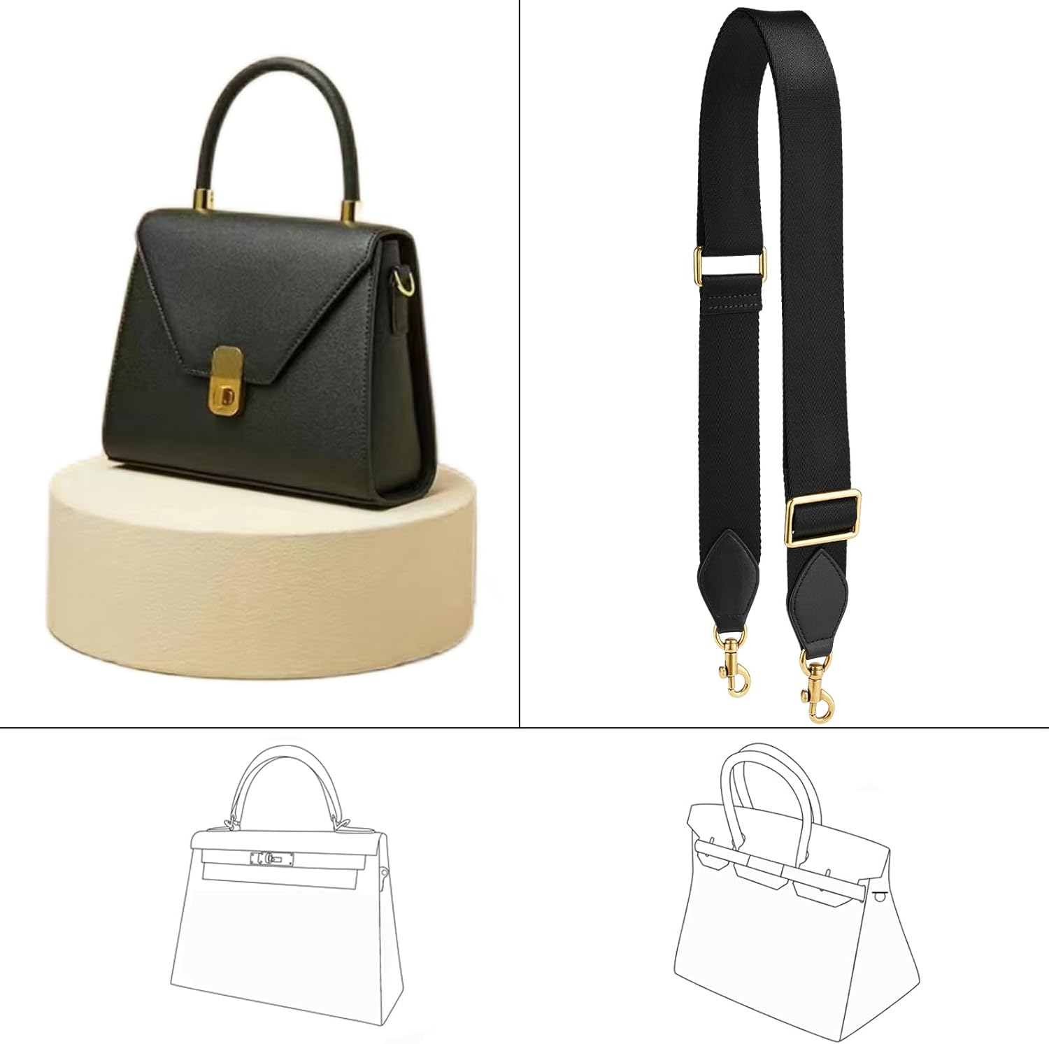 Purse Strap Replacement Crossbody Handbag Stripe Wide Adjustable