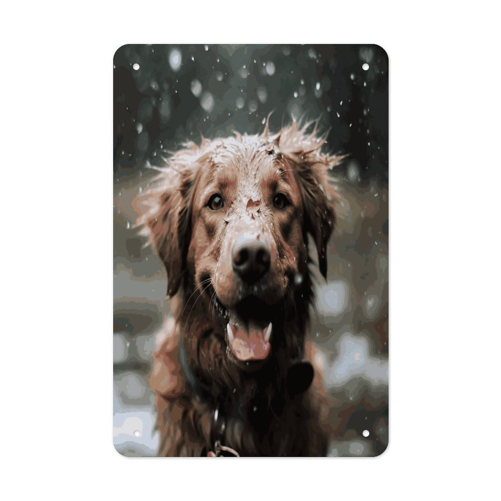 Btcowzrv Style Happy Dog In Rain Metal Tin Sign Wall Decor Hanging Plaque
