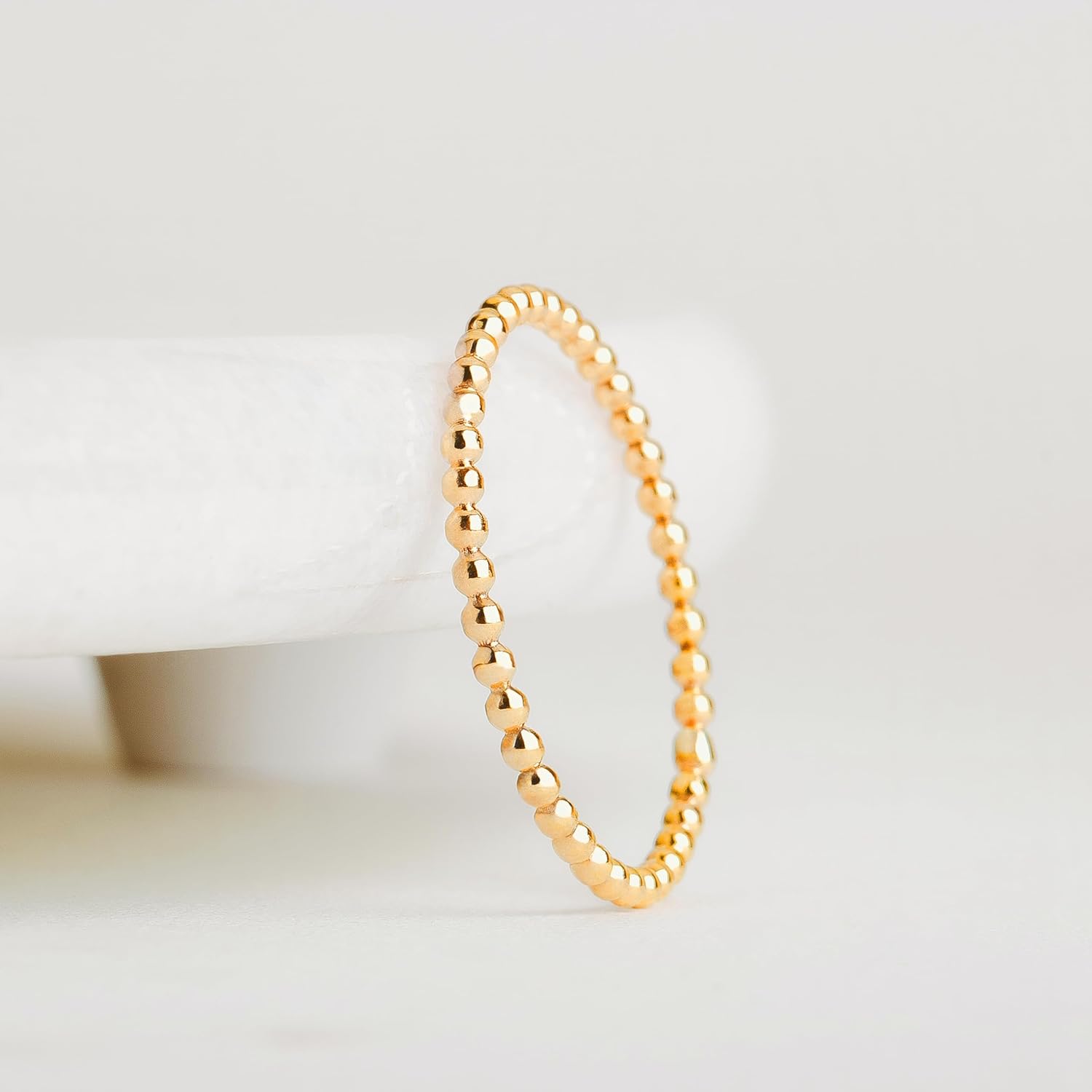 Melanie Golden Jewelry Dot Stacking Ring | Silver, Gold, or Rose Gold | Dotted Beaded Stackable Ring Band | Skinny Thin Bands Midi Ring Thumb Ring | USA Sizes 2-12 - Image 2