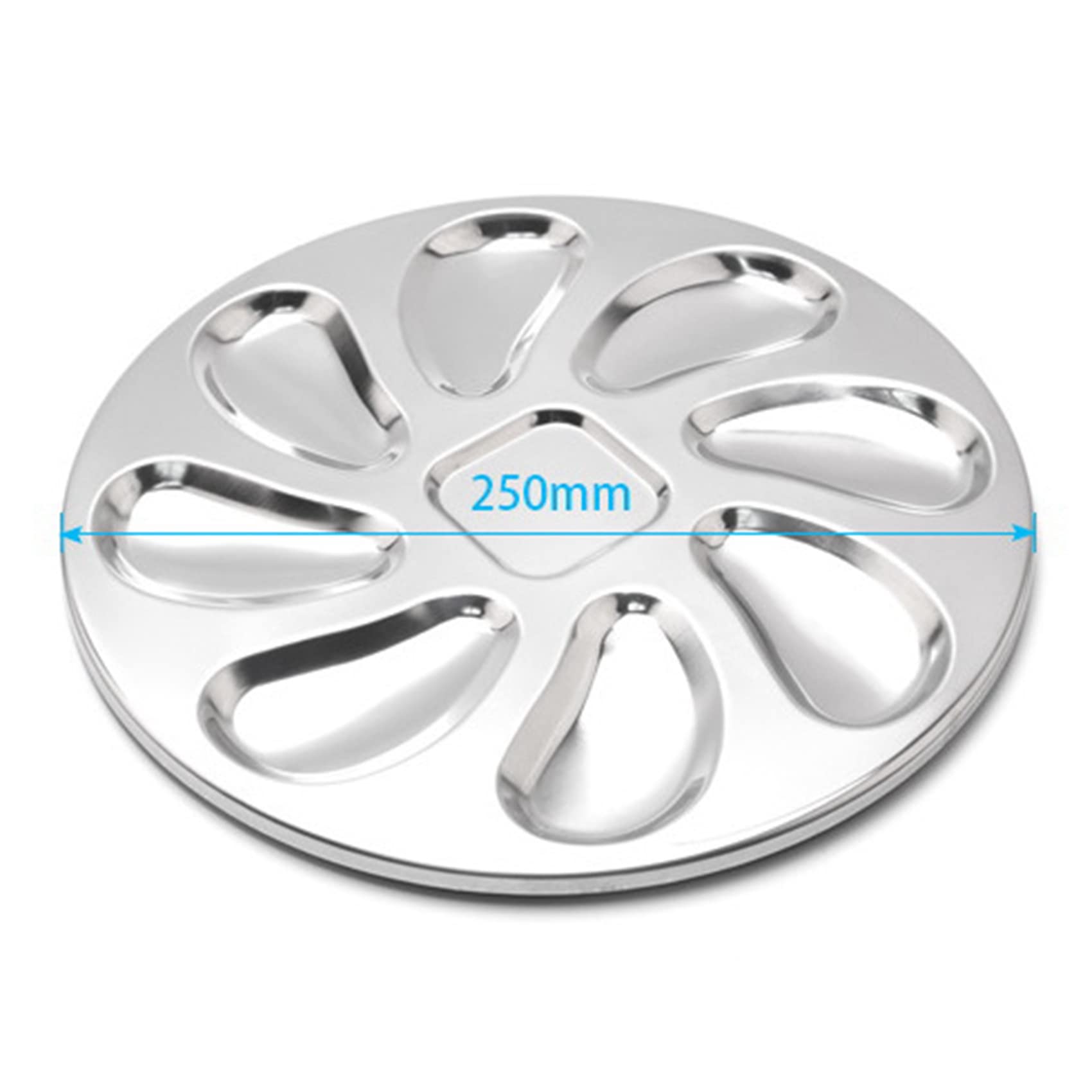 rieder Lot de 8 assiettes à huîtres en acier inoxydable en forme de coquillage, récipient à huîtres avec 8 fentes pour sauce à huîtres