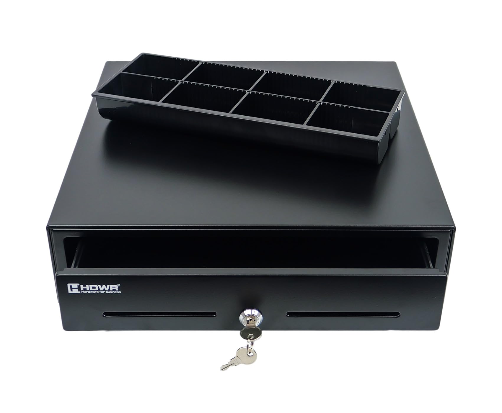 HDWR HD-KR41 Cassetto cassa spazioso, inserto sostituibile, RJ12 | Due scomparti aggiuntivi, portamonete scorrevole, cavo RJ12 incluso, per negozio
