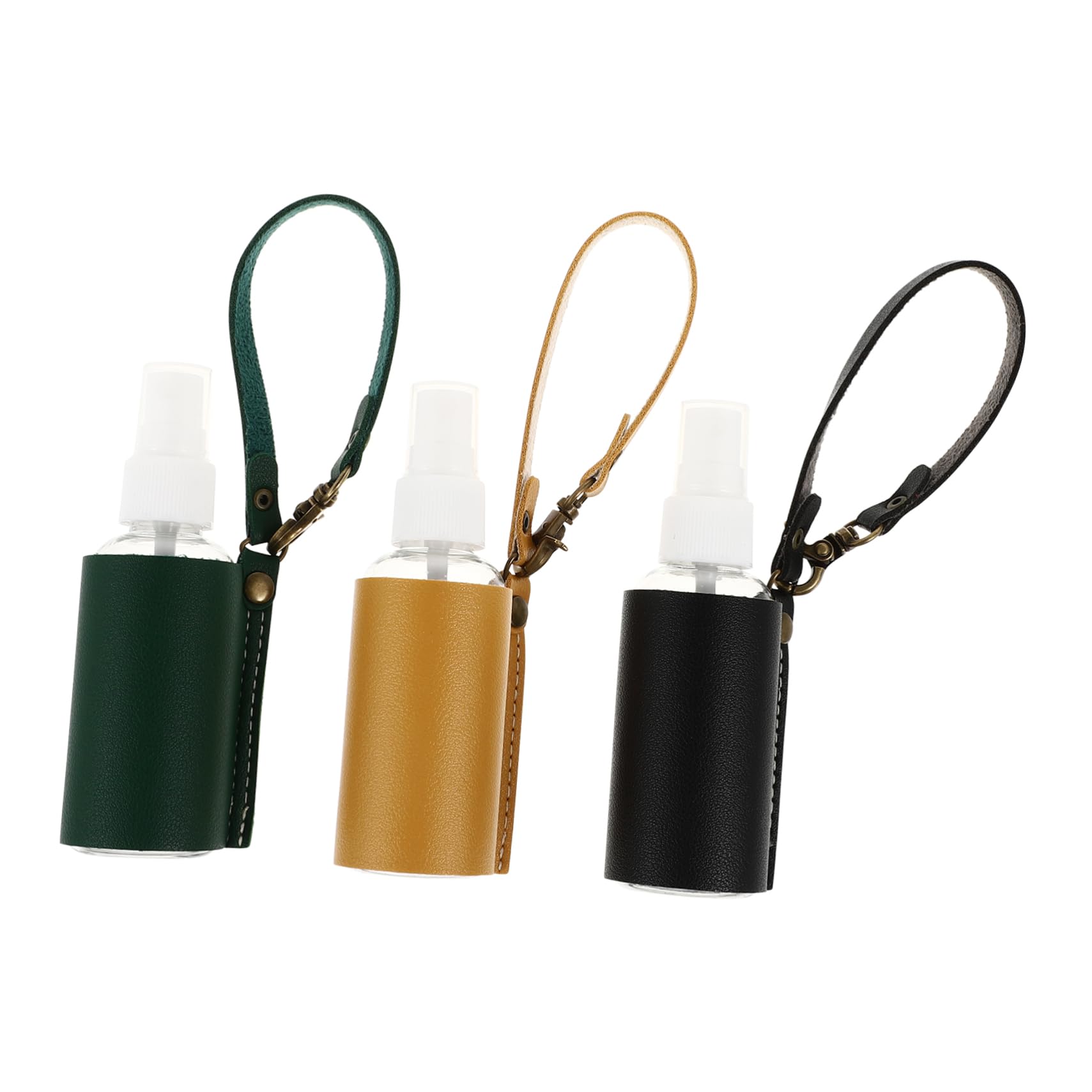 Happyyami Portable Perfume Spray Bottles 3pcs with Pu Keychain Bottle Cover, Refillable Essential Oil Containers for Travel and Hand Sanitiser, Leakproof Small Liquid Holders
