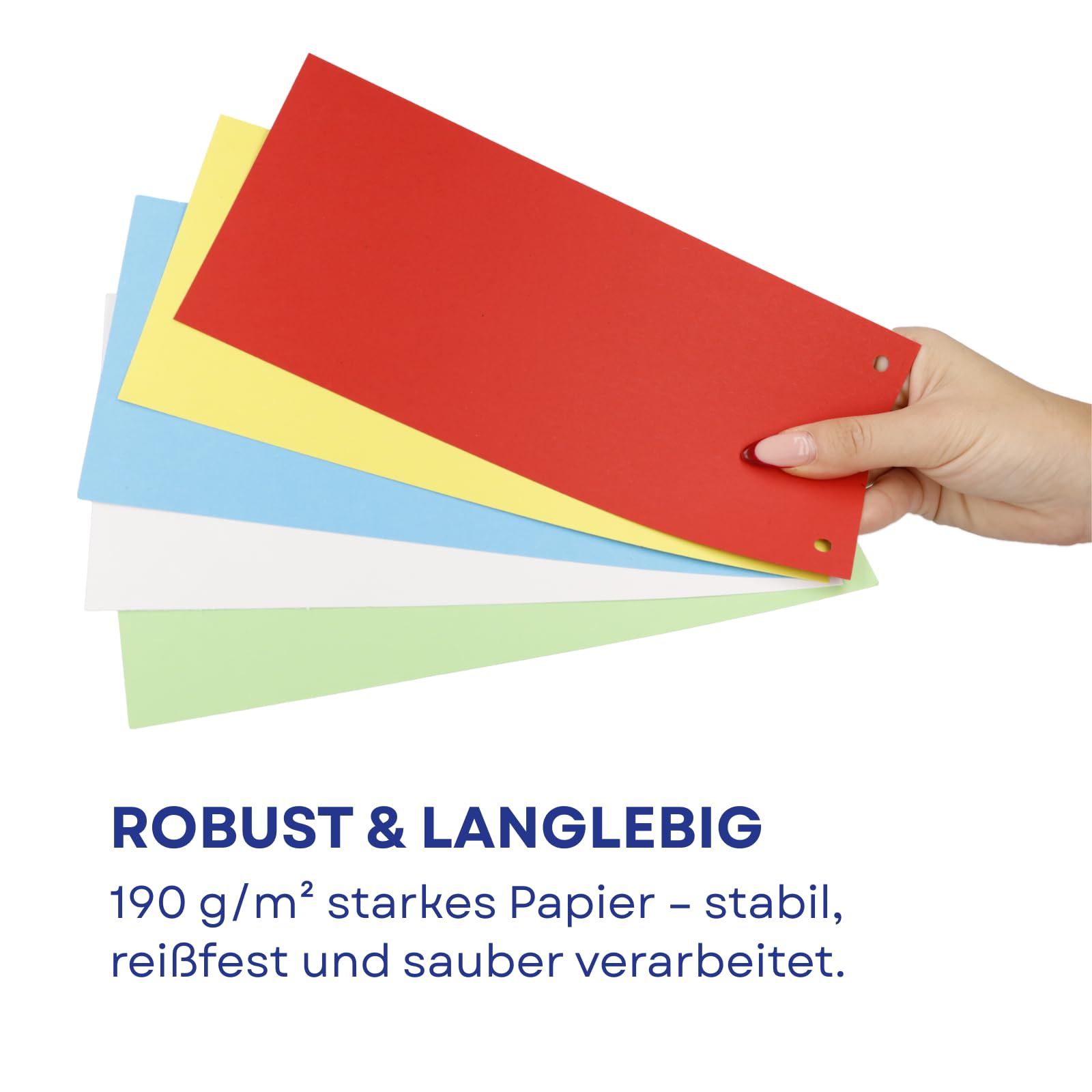 Westcott Trennstreifen 200 Stück Intensivfarben Mix (15er-Pack) | Robuste Heftstreifen 190g/m² für A4 Ordner | Trennblätter 10,5 x 24 cm | Register 2-fach-Lochung für DIN-A4 Dokumente | E-733321 00
