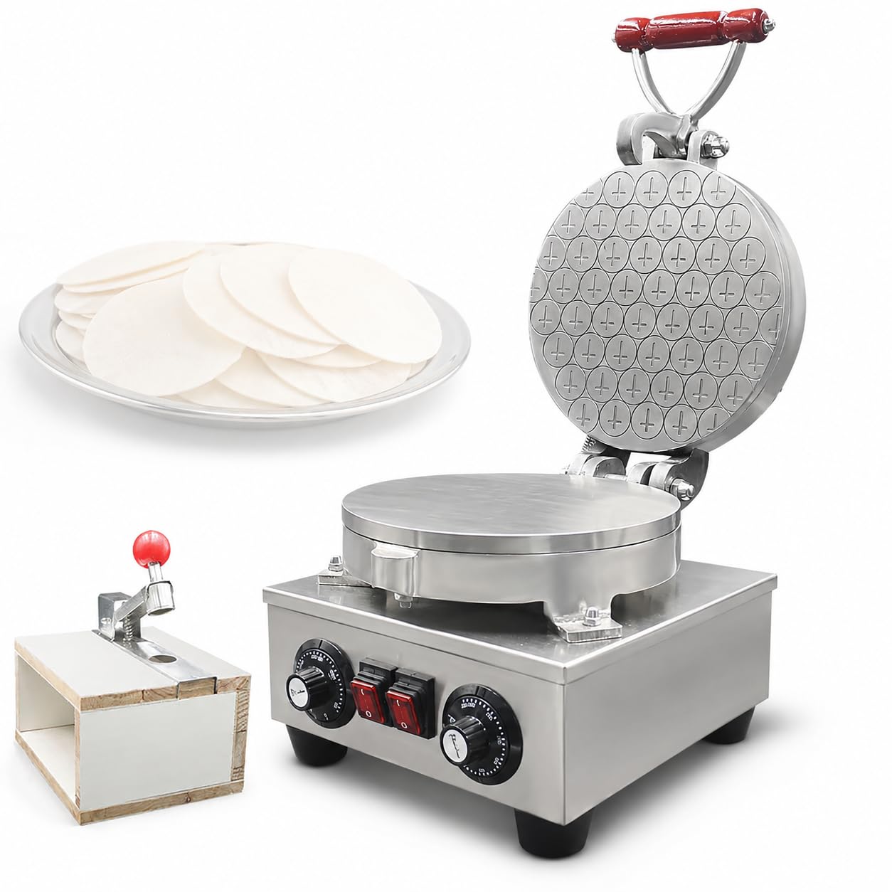 AMQYDT Communion Bread Maker, Communion Bread Maker and Cutter Set with Stainless Steel Body, Adjustable Temperature Control and Symbol Design for Church Communion Ceremony