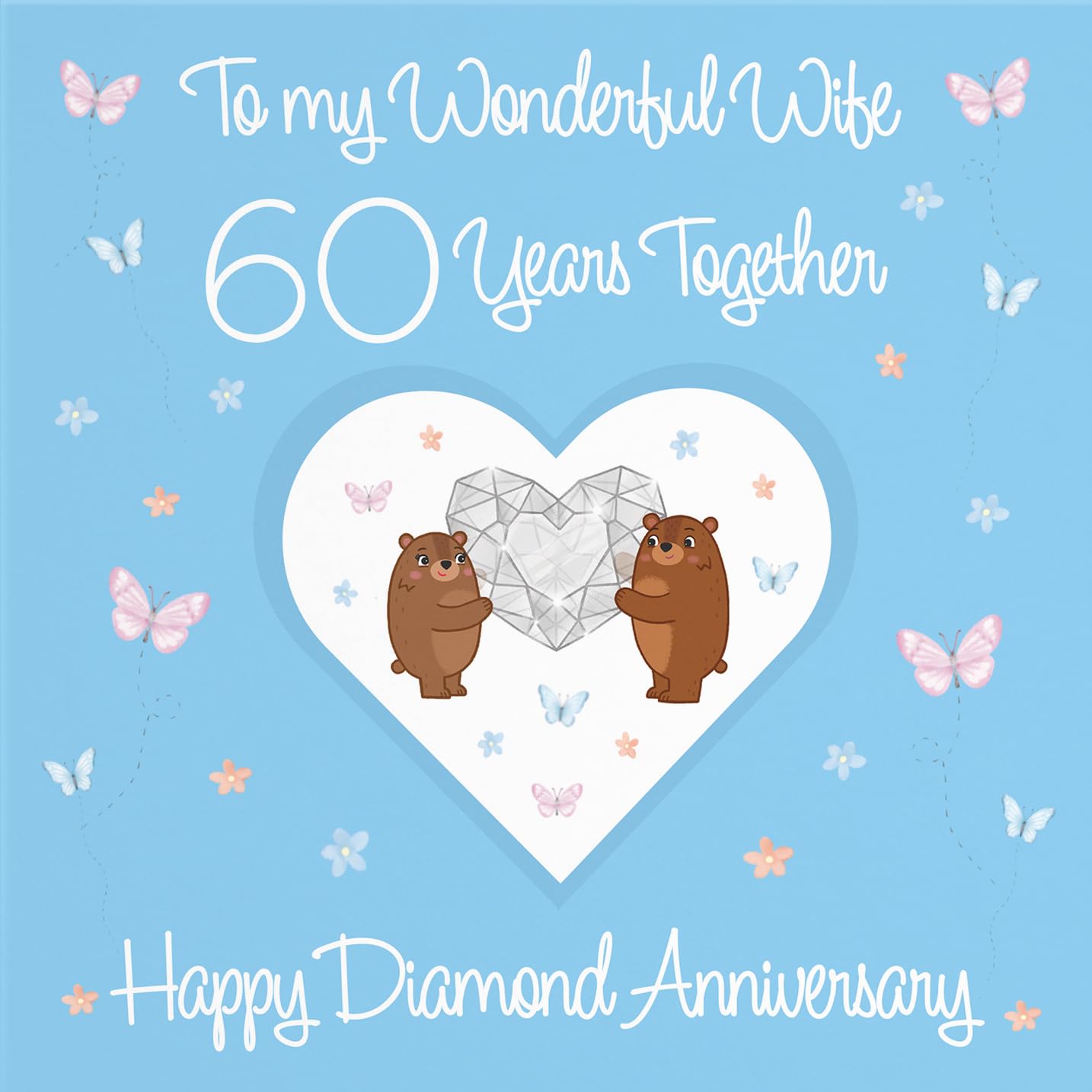 Hunts England, Wife 60th Anniversary Card, 60 Years, Diamond Anniversary, Romantic Meadows, Fun Card - Image 2