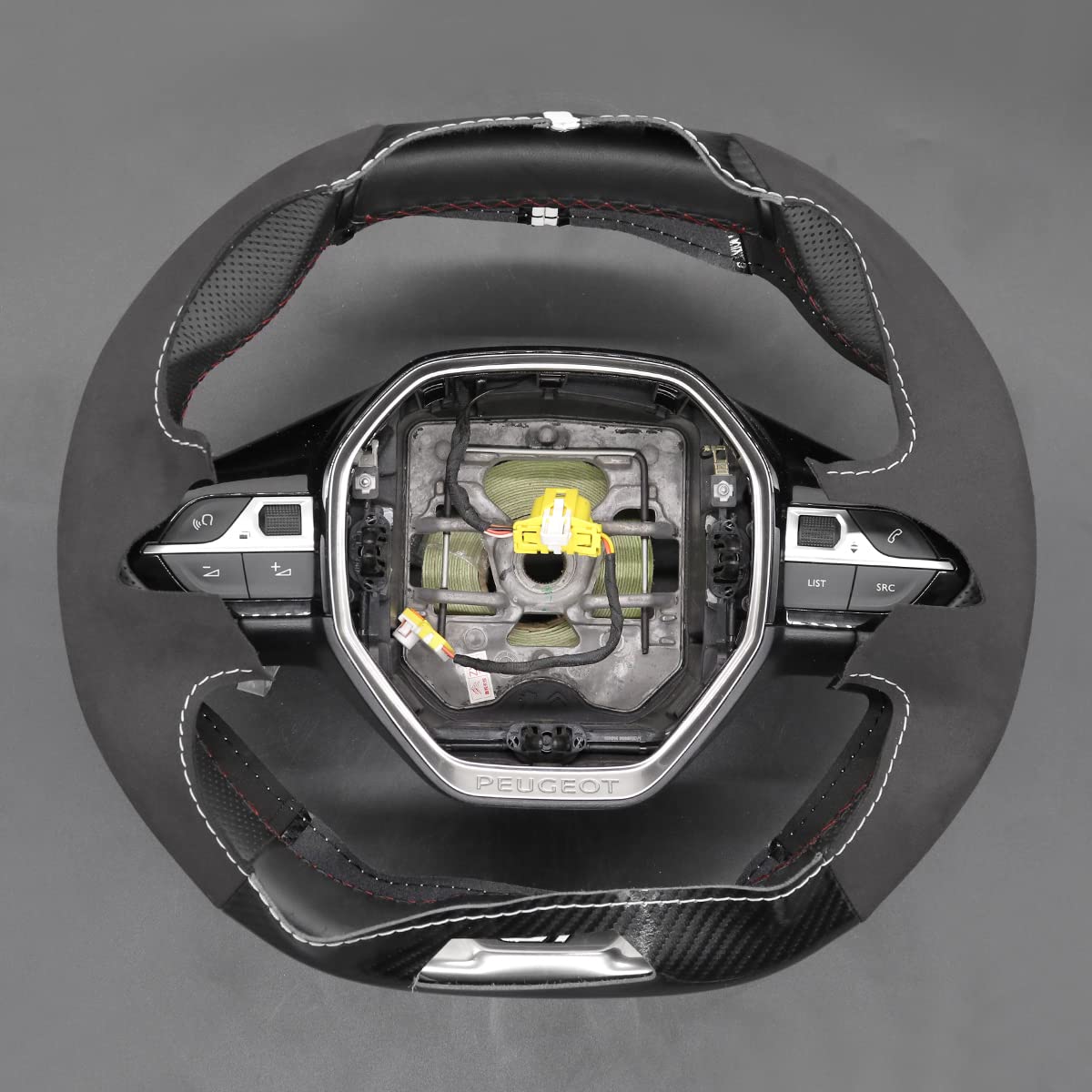 MEWANT Funda de Volante a Medida para Coser Peugeot 208 | volante Peugeot / Peugeot 208 (GT / GT Line) / 308 (GT) / 308 SW (GT) / 2008 / 3008 / 508 / 508 SW / 5008 / Rifter Duradero