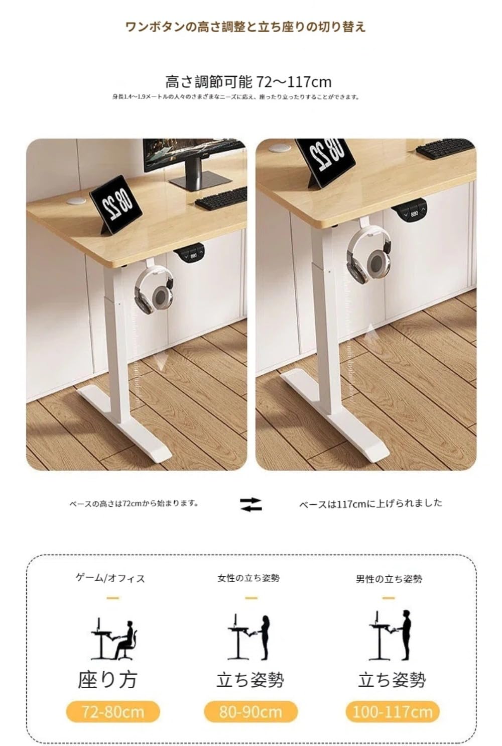 Amazon | Gixuzol電動昇降デスク ゲーミングデスク 昇降デスク