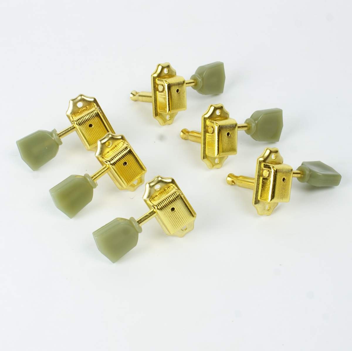 A Set of 6 Tuning Keys Tuners Head Pegs,Green head/Gold plated