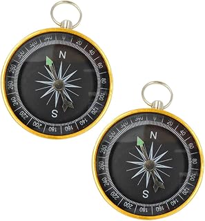Mini Keychain Compass Pair Gold Aluminum Alloy Small Hiking Compass Outdoor Climbing Survival Navigation Accessory