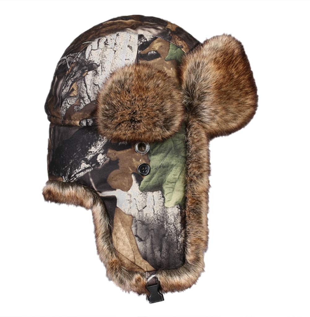 Insun Unisex Chapka Chapeaux avec Bordure en Fourrure Bonnet Aviateur d'hiver Chasse Casquette