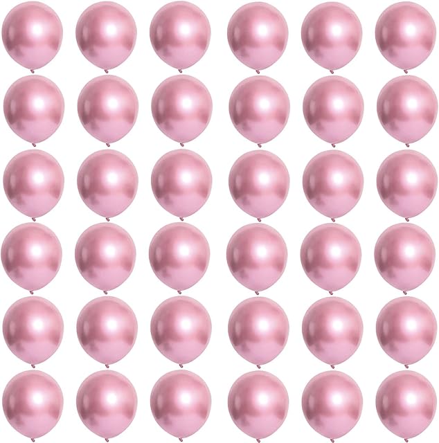 Baby Pink Chrome Balloons,Mini Metallic Pink Balloons 5 inch,36 Pcs Thick Natural Latex Balloon Shiny Birthday Party Balloons Tiny Balloons Decoras for Baby Showers,Engagement Wedding,Graduation Party