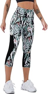Capri Leggings for Women with Pockets High Waisted Gym Yoga Pants Running Tights