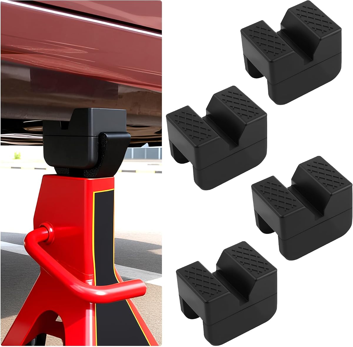 4 almohadillas ranuradas para gato de soldadura para coche, almohadillas flexibles para protección y amortiguación con textura antideslizante, adaptador de goma para gatos de piso 2T