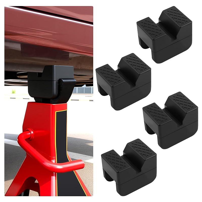 Kit com 4 Apoios de Borracha com Ranhura para Macaco de Piso, Proteção para Ponto de Elevação de Carro