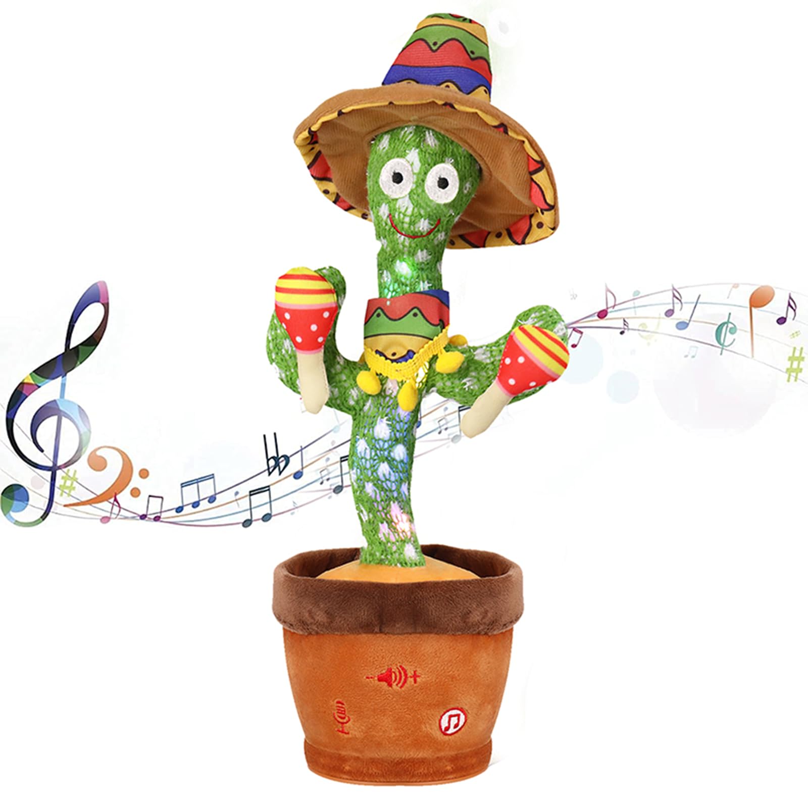 seOSTO Volume Adjustable Singing and Dancing Cactus Toy Repeat What You Say, Talking Cactus Plush Toy Recording, Singing Cactus Toy for Baby Encourage Speech for Kids Gifts