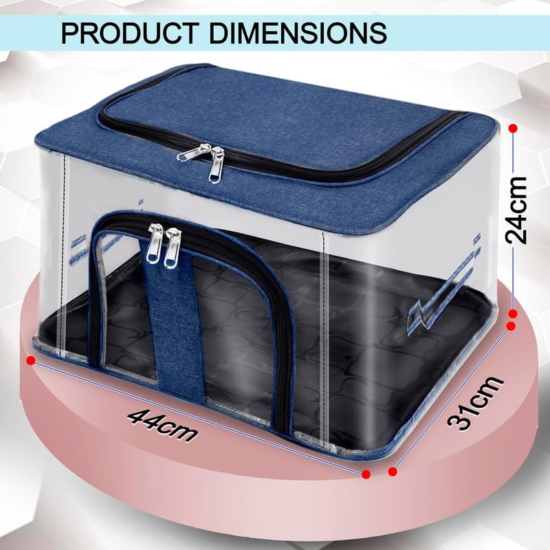 Image of Shibui Storage Bags With Cover And Double Zipper Closure For Clothing Protector Wardrobe Organiser.Navy(pack of 6)