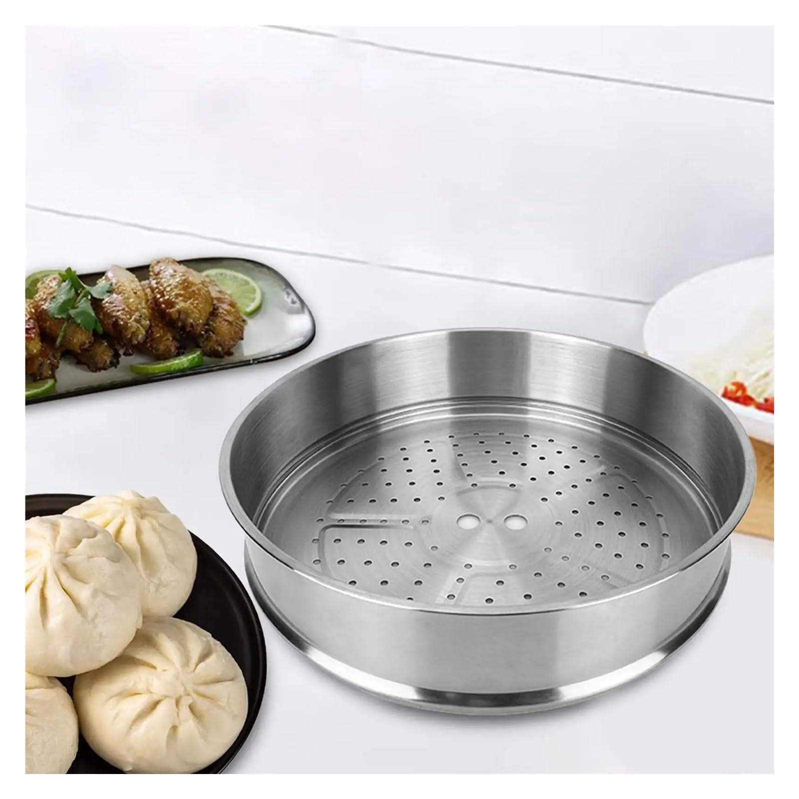 Edelstahl Dampfgarer Dampfkorb aus Edelstahl for Kochen von Gemüse/Fisch/Fleisch/Lebensmitteln/gekochten Eiern, Dampfschale, leicht zu reinigen, antihaftbeschichtet, for die Küche Hause(34cm)