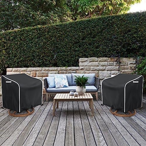 Akefit Outdoor Swivel Lounge Chair Cover 2 Pack，Waterproof Heavy Duty Outdoor Chair Covers,Patio Chair Covers Fit For Outdoor Furniture/Most Lawn Patio Chairs (30 W X 34 D X 38.5 H Inches Black) #TOP5