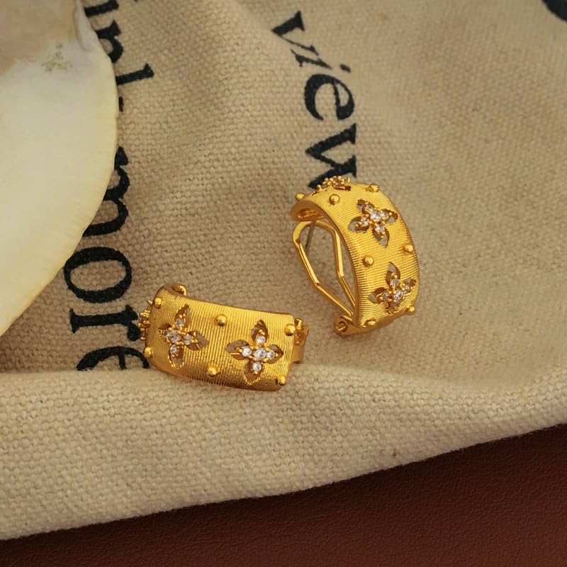 Pendientes de circonio cúbico BrAgue de flor ahuecada en plata S925 2