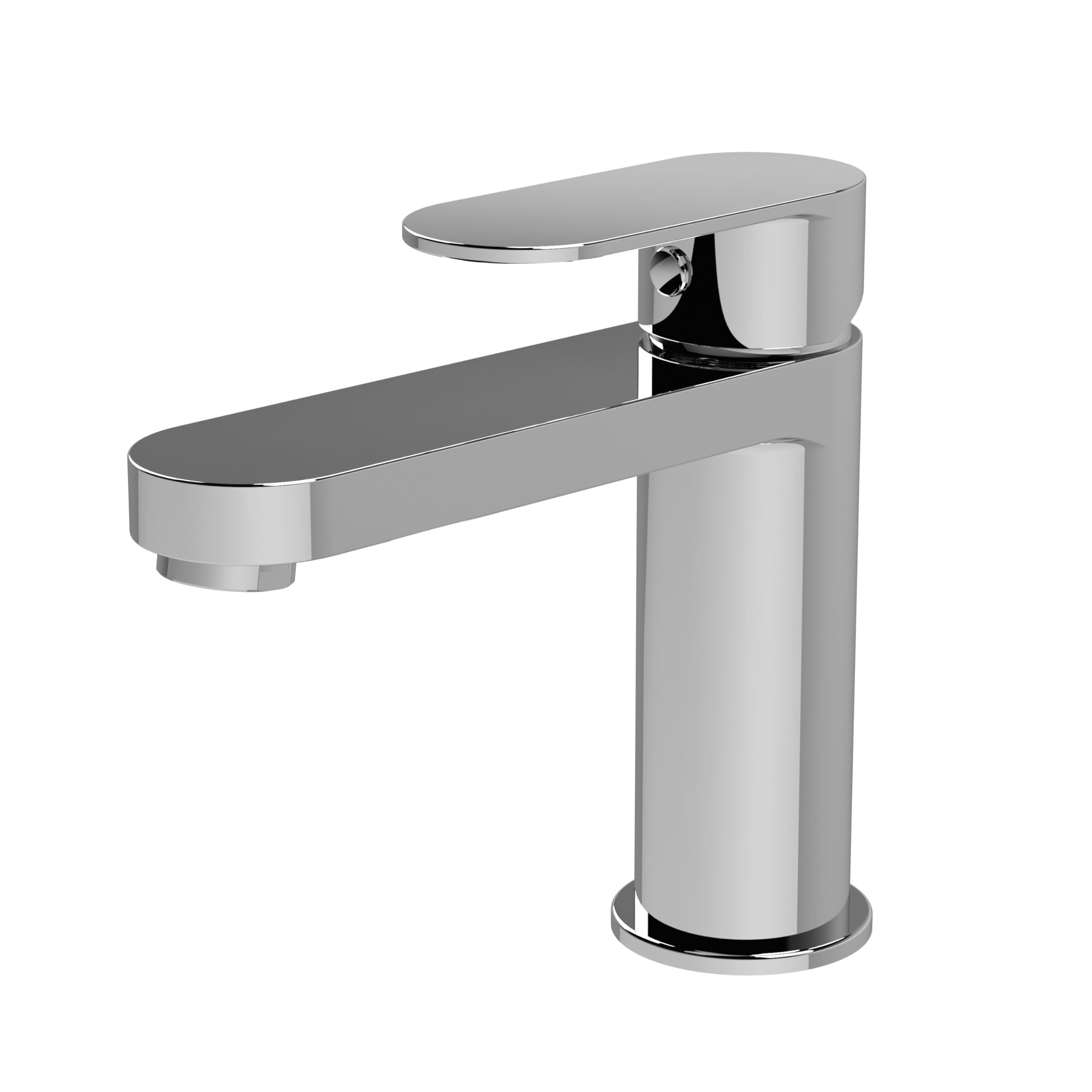 Balterley Bathroom Sink Taps, Mono Basin Mixer Tap with Push Button Waste, Single Lever Temperature Control Bathroom Tap, Round Body, Flat Rounded Tip Spout Taps - 50 x 166 x 149mm (Chrome)