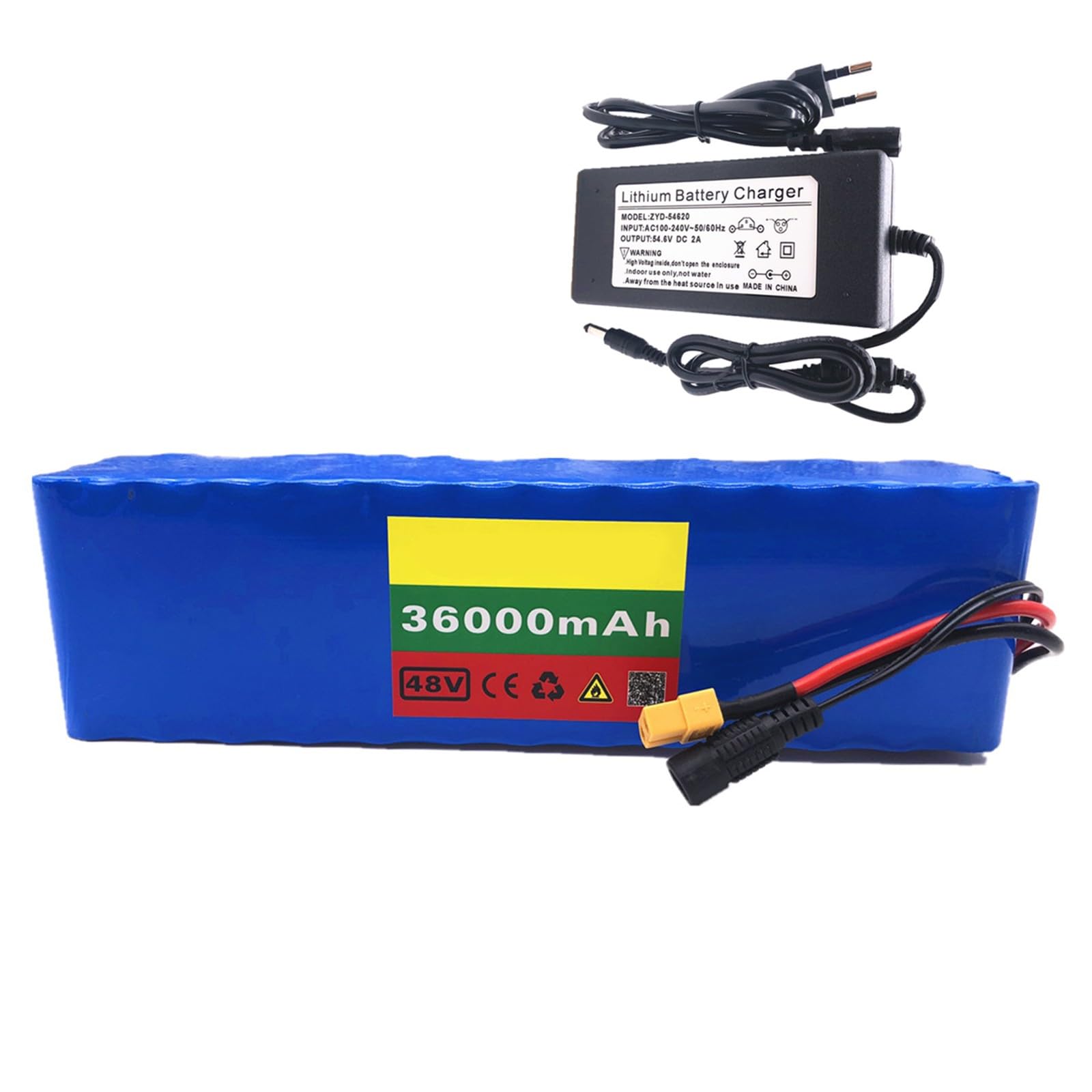 GNIUBBDB Batería de Iones de Litio para Bicicleta eléctrica, 48 V, 36 Ah, 13S3P, con Cargador y protección BMS incorporada, Ideal para Motor de Bicicleta eléctrica de 200-1500 W XT60 Plug