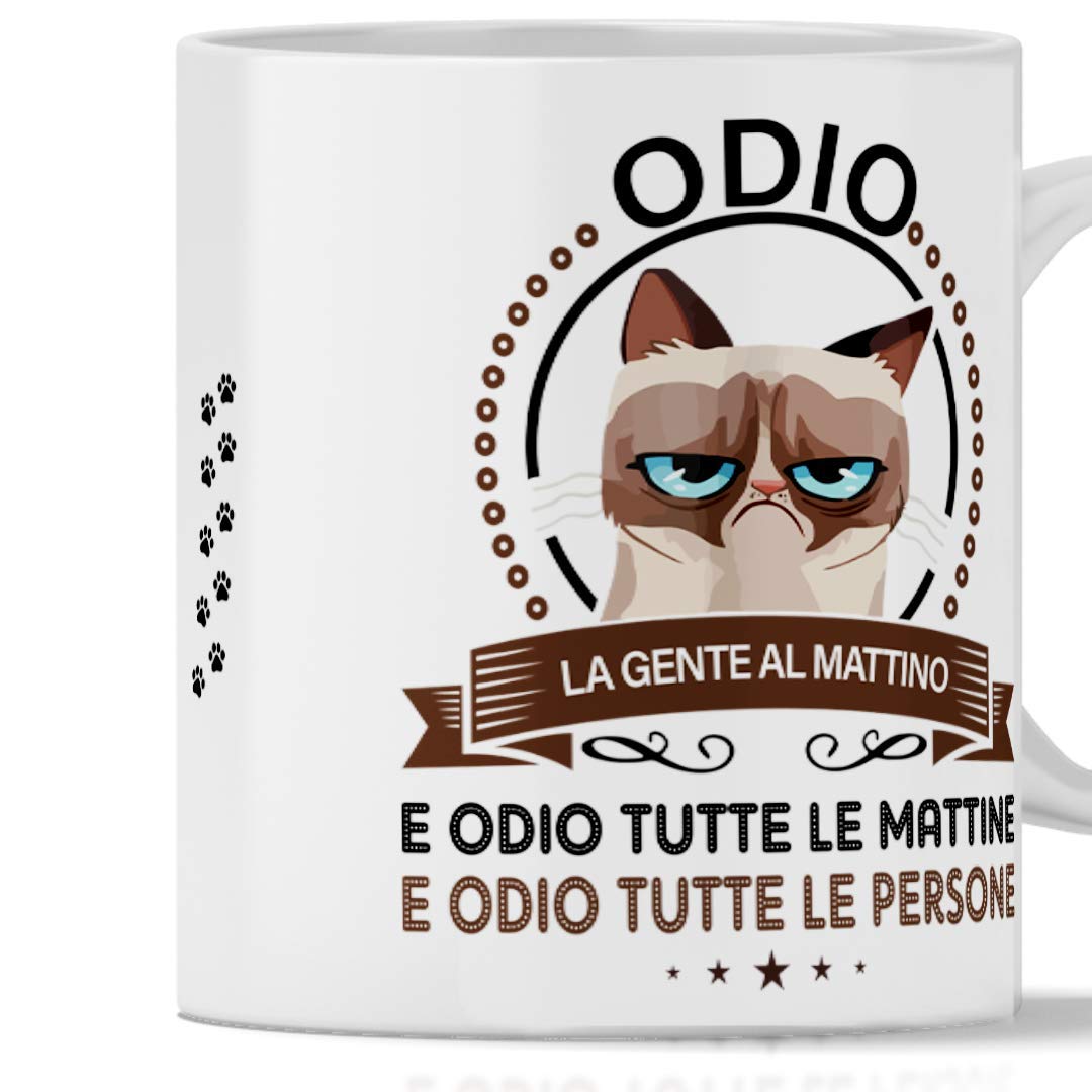 Tazza GATTO Odio la gente al mattino Regalo divertente 350 ml