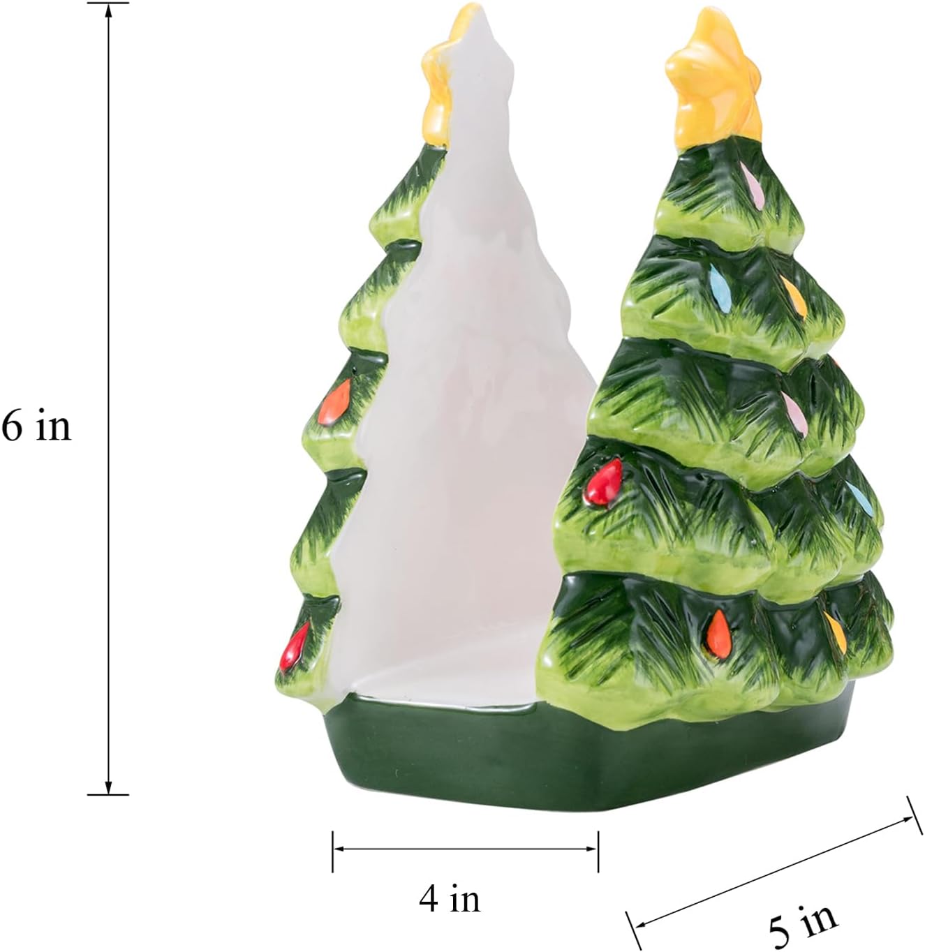 Christmas Tree Napkin Holder - Ceramic Hand-Painted Design