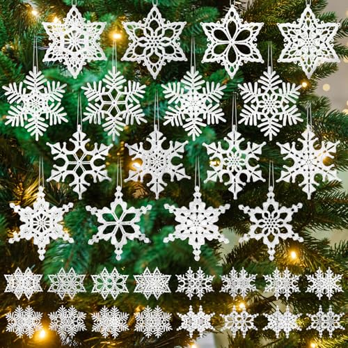 Syhood 32 Pcs Christmas Crochet Snowflake...