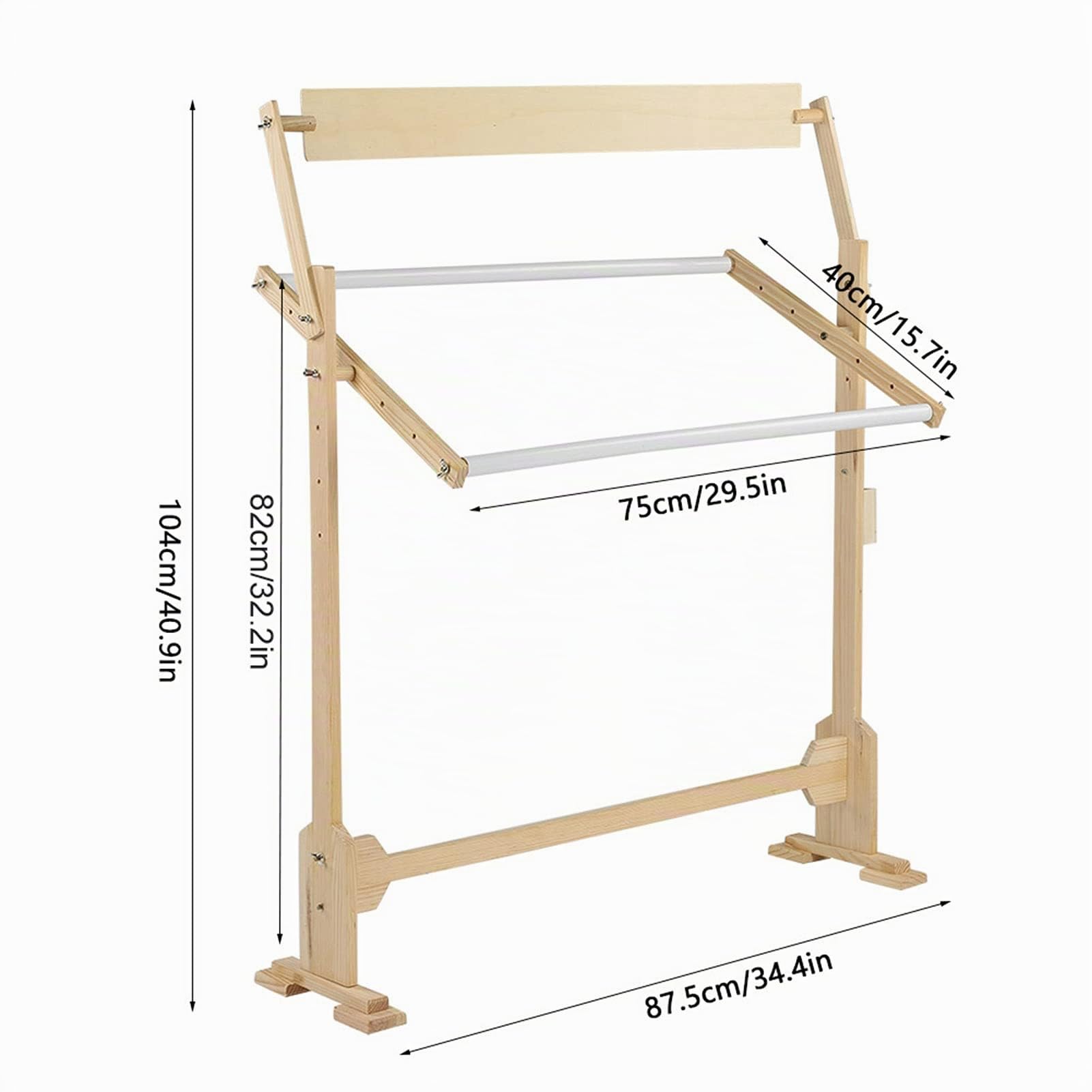 lyrlody Soporte de Bordado de Gran Tamaño con Marco de Madera Ajustable, Kit Giratorio para Punto de Cruz y Costura