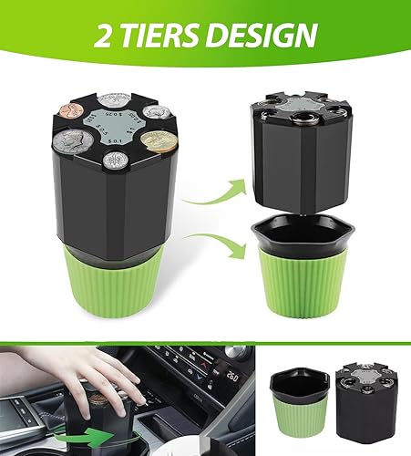 Miniatura 4 de 1 estante de almacenamiento de monedas de automóvil, organizador extra profundo de gran capacidad para varias monedas, estructura de doble capa,
