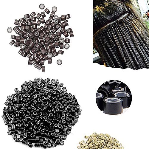 Hahiyo 500Pcs Blonde 5.0X3.0X3.0 Mm Micro Links Hair Extension Beads Silicone Lined Hair Extensions Rings For Professional Salons Extensions Tool #TOP3