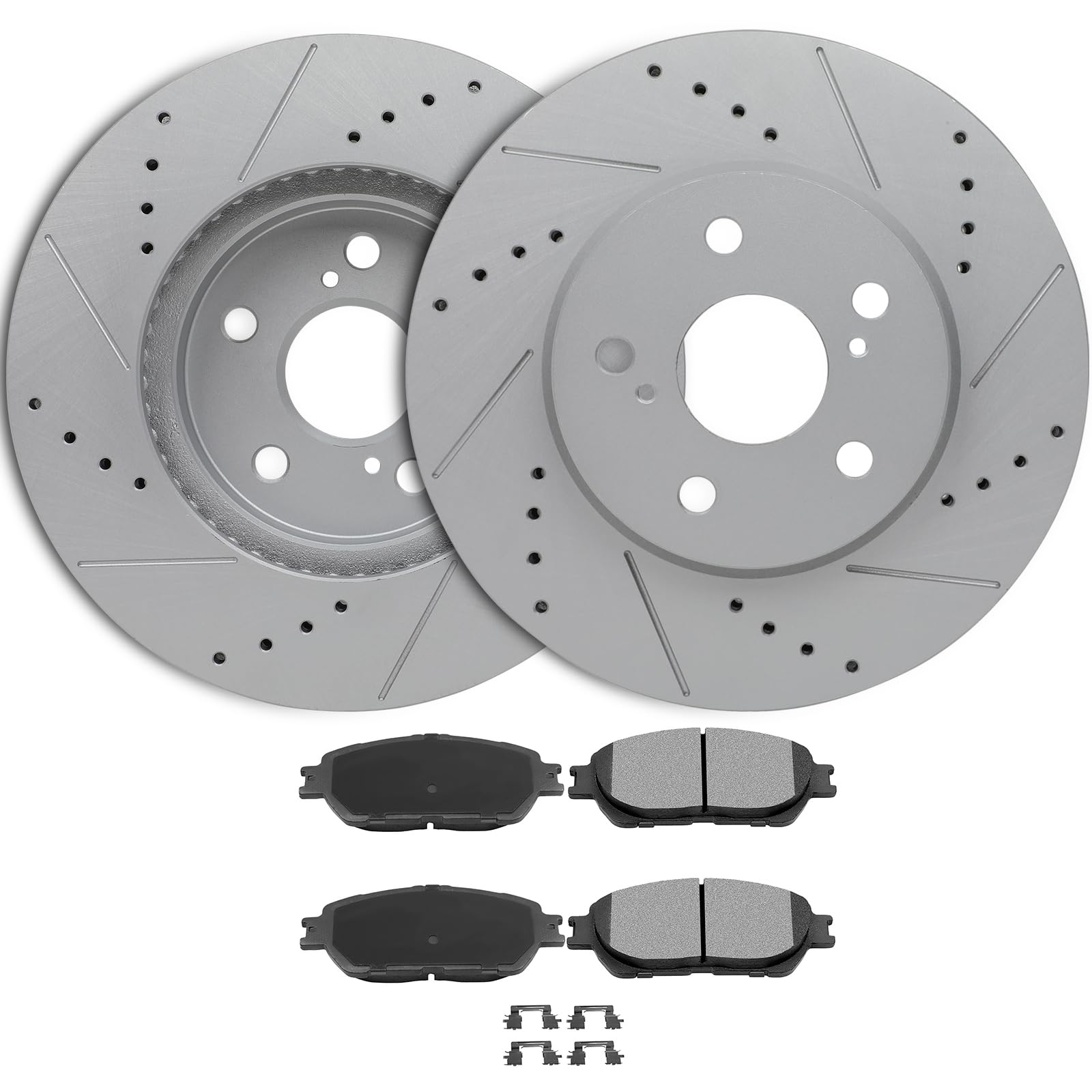 ECCPP Brake Kits FRONT 296mm Vented D/S 5Lug Brake Rotors + Ceramic Pads [Fit For Lexus ES300; For Toyota Avalon For Camry For Sienna Solara]
