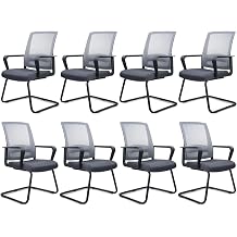 CLATINA Waiting and Guest Chairs for Conference Room with Lumbar Support and Mid Back Mesh Space Air Grid Series Black 1 Pack